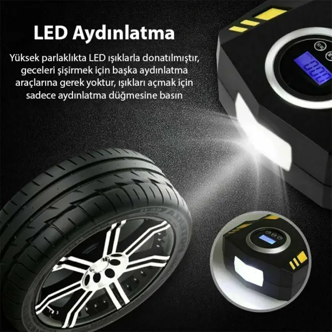 ALLY ST-5002 Dijital Basınç Göstergeli Oto Lastik Şişirme Pompası Hava Kompresörü-(5775)