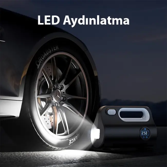 Ally ST-5523 LED Işıklı Taşınabilir Hava Pompası Kompresör Araç Lastik Şişirme Makinesi-(5775)