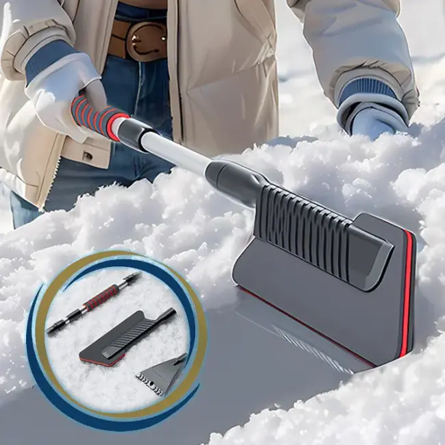 ALLY Araba Kar Fırçası Kar Küreği Teleskopik Döndürülebilir Araç Kar Fırçası-(5775)