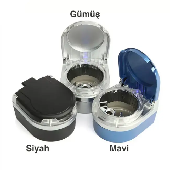 Ally SD-1201 Led Işıklı Kapaklı Araç Küllük Oto Araba Kül Tablası-(5775)