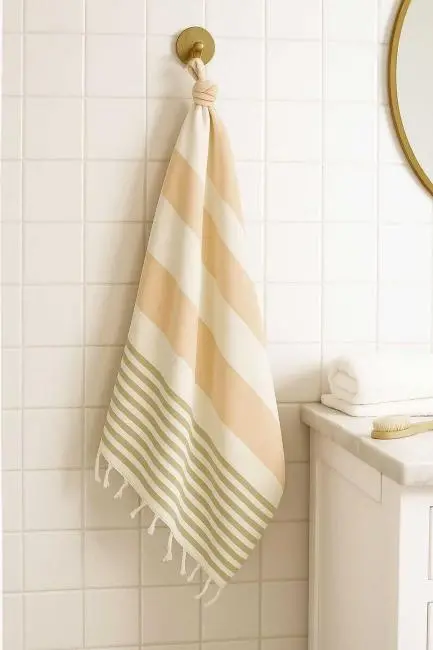 Mimoza Unisex Peştemal Plaj Havlusu 100x180 Cm %100 Pamuklu Soft Kahve-Açık Kahve