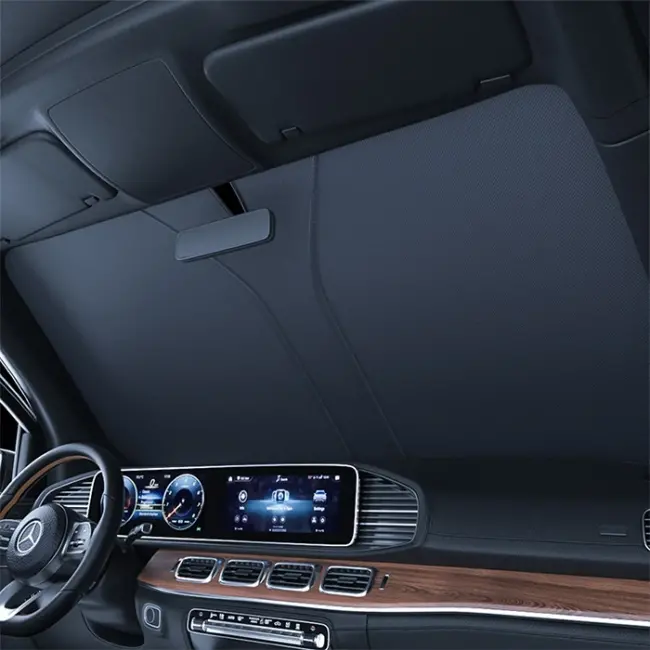 ALLY Araba Güneş Gölge Koruyucu Oto Ön Cam Güneşlik(140cm*70cm) titanyum gümüş katlanabilir-(5775)