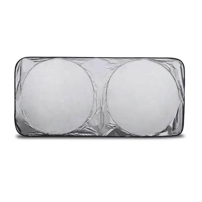 Araç Oto Ön Cam Çift Daireli Gümüş Kaplama Güneş Kalkanı Branda-(5775)