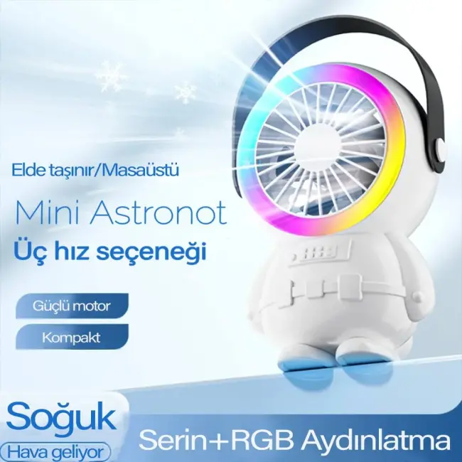 Ally Şarjlı Astronot Fan Vantilatör Taşınabilir El - Masa Üstü Vantilatör 1500mAh-(5775)