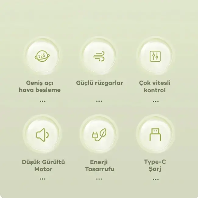 Ally S21 Şarjlı Fan Ergonomik Ev Ofis Sessiz Vantilatör-(5775)