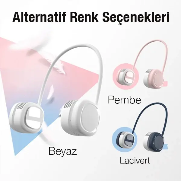 MEMO G02 Boyun Askılıklı Mini Fan Taşınabilir Şarjlı Soğutucu Boyun Fanı-(5775)