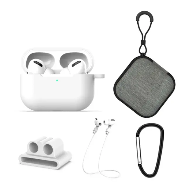 ALLY 5 in 1 Airpods Pro Kulaklık Kılıfı ve Kulaklık Koruma Çantası Full Set-(5775)