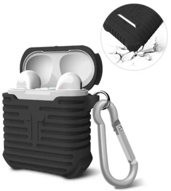 Ally Apple Airpods İçin Sert Darbe Emici Silikon Kılıf Anahtarlıklı-(5775)