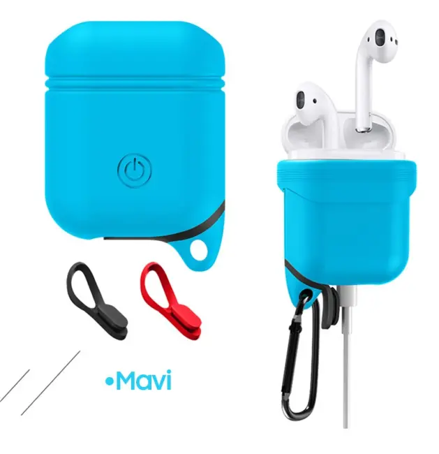 Ally Apple Airpods İçin Premium Silikon Kılıf Anahtarlıklı-(5775)