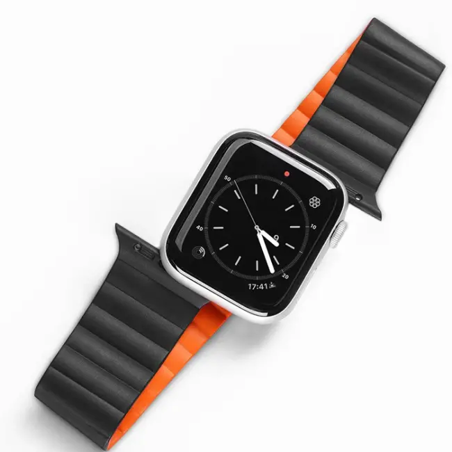 DUX DUCIS Apple Watch 38/40/41MM için Manyetik Zincir Versiyon PU Deri Kayış Kordon-(5775)