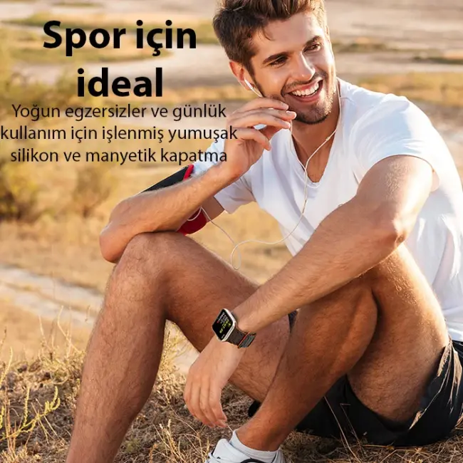 Dux Ducis Apple Watch 42/44/45MM için Manyetik Armor Silikon Kordon Kayış-(5775)