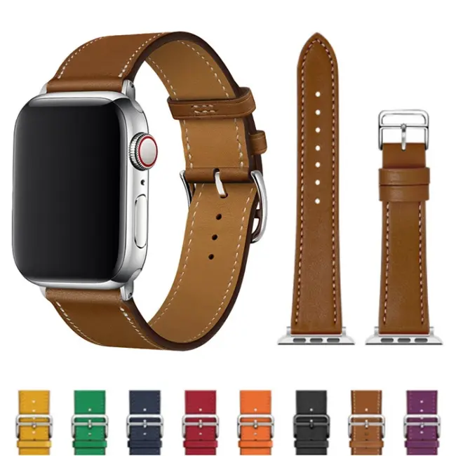 Ally Apple Watch 7-8 41mm 6-5-4 40mm Single Coil Deri Kayış Kordon 3-2-1 38mm-(5775)