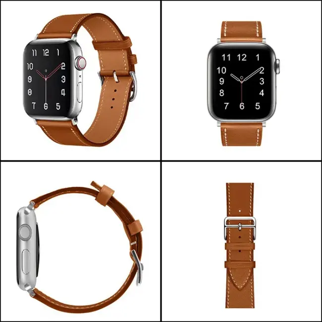 Ally Apple Watch 7-8 45mm 6-5-4 44mm Watch Ultra 49mm Single Coil Deri Kayış Kordon 3-2-1 42mm-(5775)
