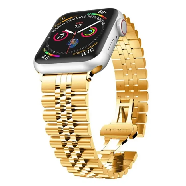 Ally Apple Watch 7-8 41mm 6-5-4 40mm Kayış Kordon Paslanmaz Çelik 3-2-1 38mm-(5775)