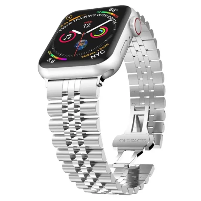 Ally Apple Watch 7-8 45mm 6-5-4 44mm Watch Ultra 49mm Kayış Kordon Paslanmaz Çelik 3-2-1 42mm-(5775)