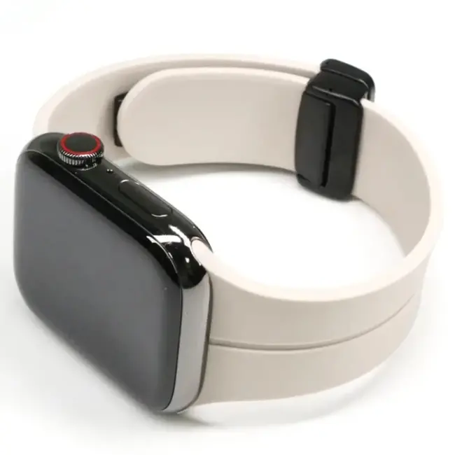 Ally Apple Watch 7-8 45mm 6-5-4 44mm Watch Ultra 49mm Manyetik Uçlu Silikon Kayış Kordon 3-2-1 42mm-(5775)