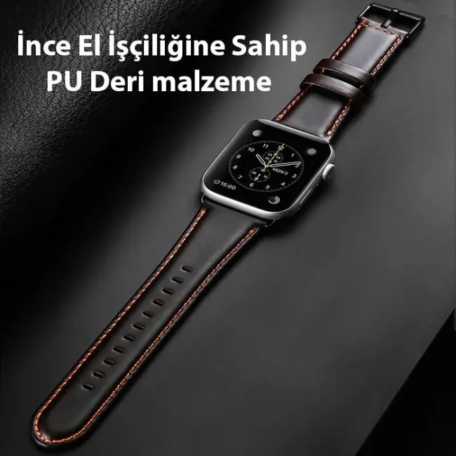 Dux Ducis Apple Watch 42/44/45MM için Business Deri Kayış Kordon-(5775)