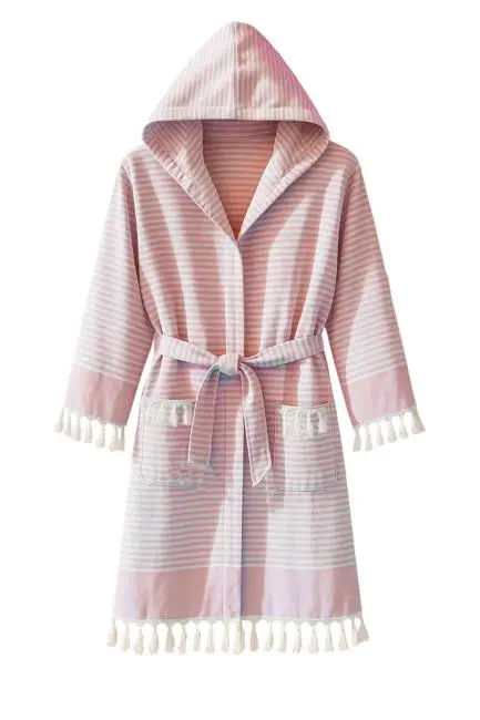 Kapşonlu Unisex Peştamal Plaj Bornozu  %100 Pamuklu Marelina Bordo