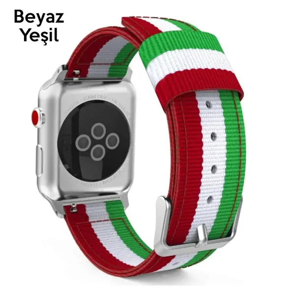 Ally Apple Watch Ultra 49mm 7-8 45mm 6-5-4 44mm Kayış Kordon Çizgili Nylon 3-2-1 42mm-(5775)