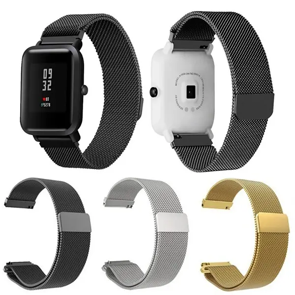 Mijobs Xiaomi Amazfit Bip Metal Milano Loop Kayış Kordon-(5775)