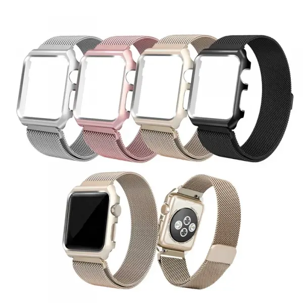 Ally Apple Watch 6-5-4 44mm Watch Ultra 49mm Metal Kayış Milano Loop+metal Kılıf-(5775)