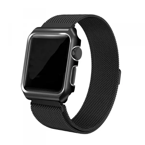 Ally Apple Watch 6-5-4 44mm Watch Ultra 49mm Metal Kayış Milano Loop+metal Kılıf-(5775)