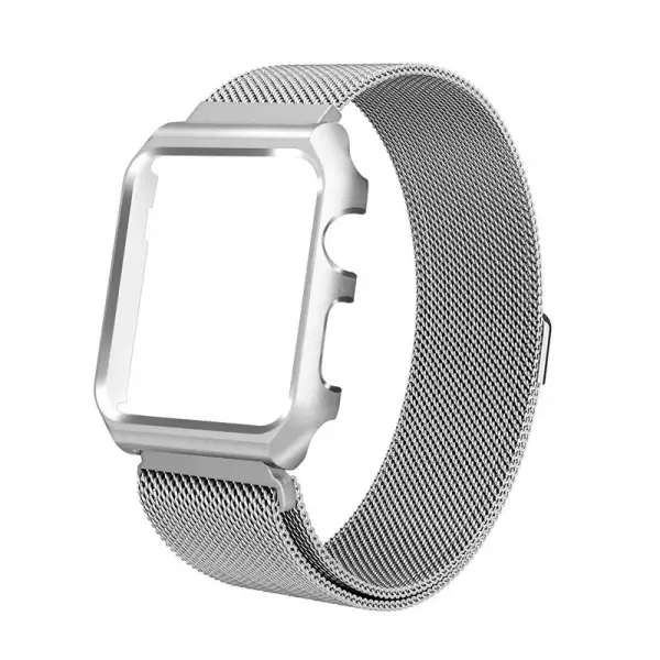Ally Apple Watch 6-5-4 44mm Watch Ultra 49mm Metal Kayış Milano Loop+metal Kılıf-(5775)