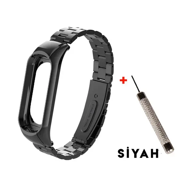 Xiaomi Mi Band 3 Aklıllı Saat 3 Bakla Çelik Kayış Kordon-(5775)
