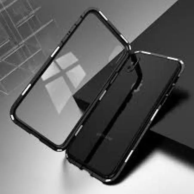 İphone X Xs Mıknatıslı 360 Koruma Arkası Cam Metal Frame Kılıf-(5775)