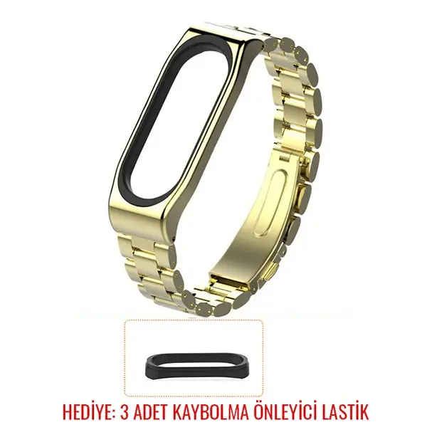 Mijobs Xiaomi Mi Band 4-3 Aklıllı Saat 3 Bakla Çelik Kayış Kordon-(5775)