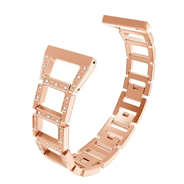 Fitbit Versa Metal Diamond İşlemeli Akıllı Saat Kayış Kordon-(5775)