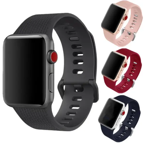 Ally Apple Watch 7-8 41mm 6-5-4 40mm Sport Soft Silikon Kayış Watchbelt 3-2-1 38mm-(5775)