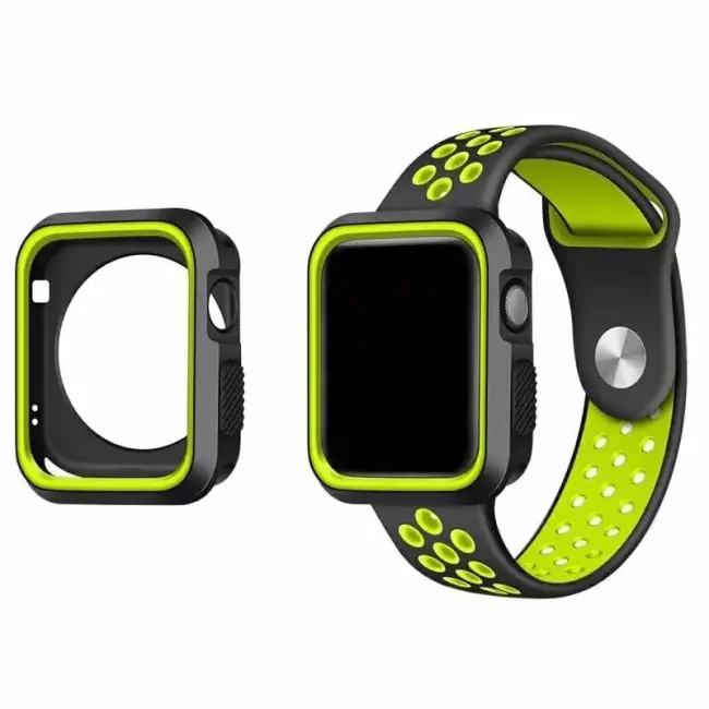 Ally Apple Watch 7-8 41mm 6-5-4 40mm Nike Style Çift Renk Silikon Kılıf 3-2-1 38mm-(5775)