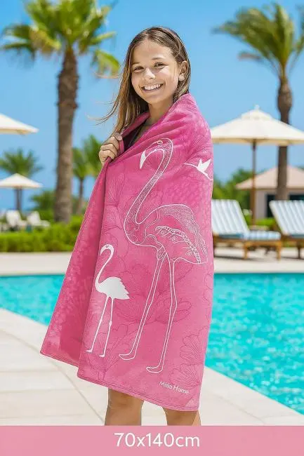 SeaDream Tropikal Desenli Plaj Havlusu 70X140 Cm Flamingo