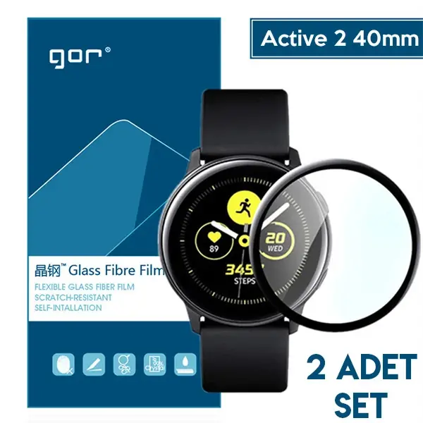 GOR Galaxy Watch Active 2 40mm 3D kavisli Nano Glass Ekran Koruyucu 2 Adet Set-(5775)
