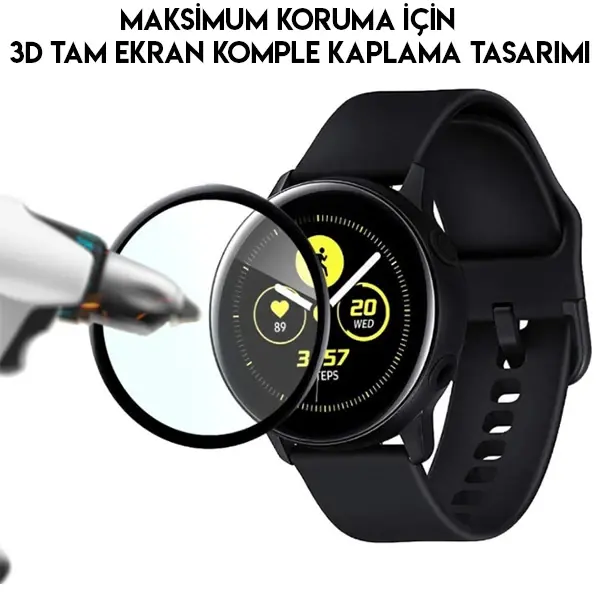 SM Galaxy Watch Active 2 44mm 3D kavisli PC+PMMA Ekran Koruyucu-(5775)