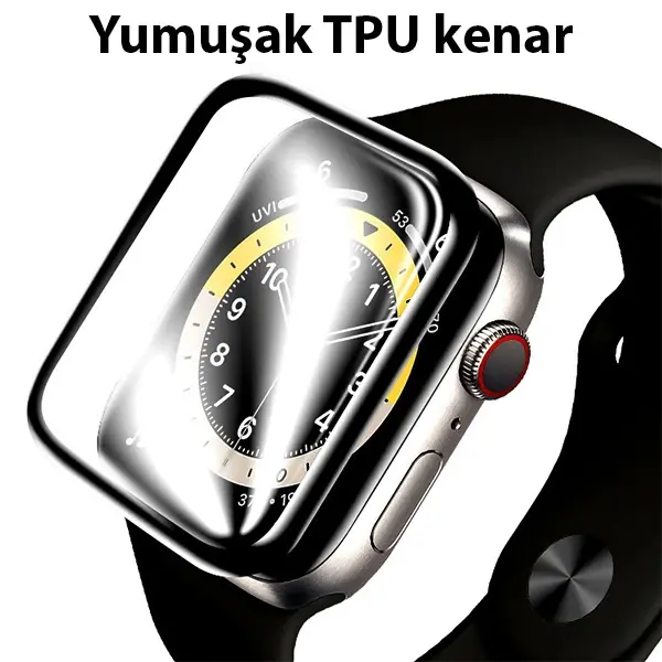 Apple Watch 7-8 41mm 3D PMMA Kavisli Full Cam Ekran Koruyucu PET-(5775)