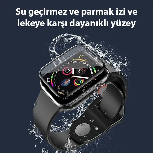 Apple Watch 7-8 41mm 3D PMMA Kavisli Full Cam Ekran Koruyucu PET-(5775)