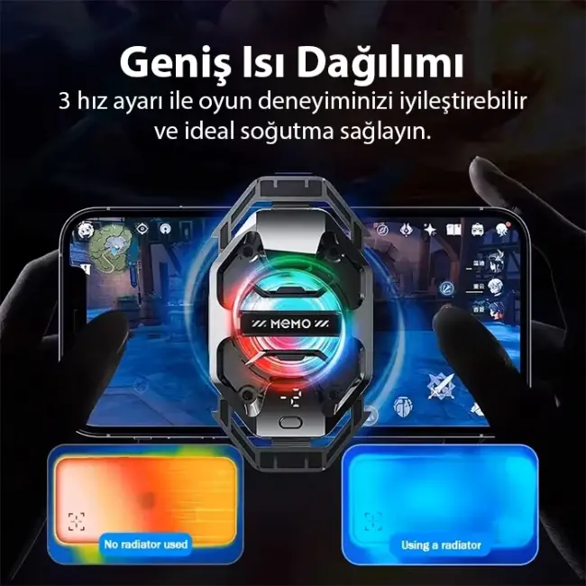 MEMO DL20 AI Yarı İletken Dondurucu Arka Klipsli Soğutma Radyatörü IPhone Android PUBG Oyun Soğutucu 3 Aşamalı-(5775)