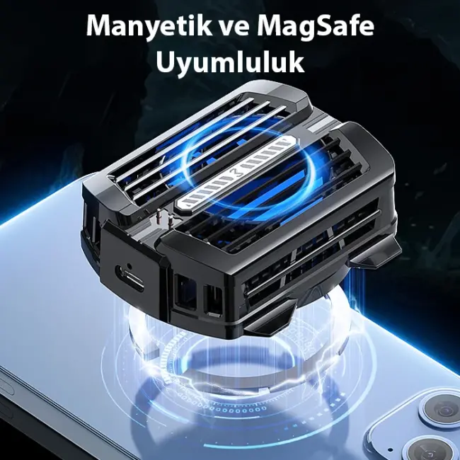 MEMO CX12 Powerbank Girişli Manyetik Cep Telefon Soğutma Fanı Radyatör Soğutucu-(5775)
