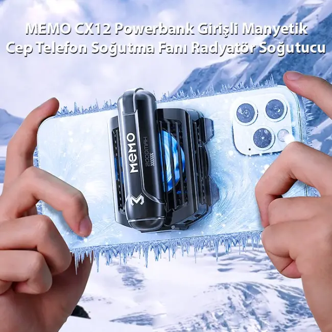 MEMO CX12 Powerbank Girişli Manyetik Cep Telefon Soğutma Fanı Radyatör Soğutucu-(5775)