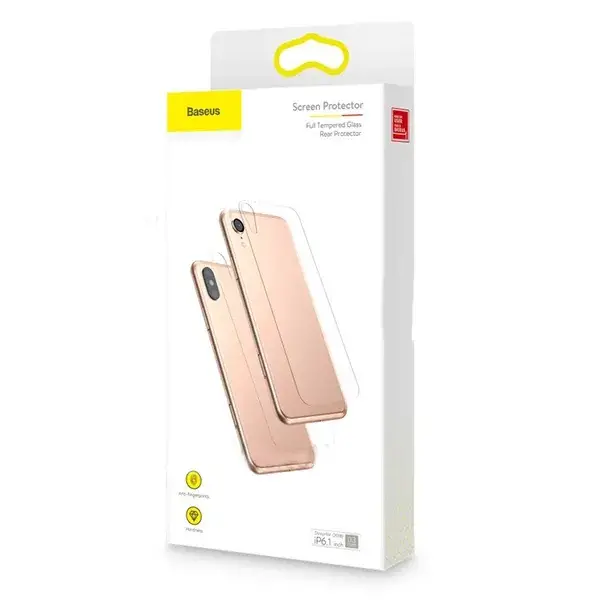 Baseus İphone Xr 6.1 Ön Arka Full Kaplama Şeffaf Kırılmaz Cam Koruyucu 0.3mm-(5775)
