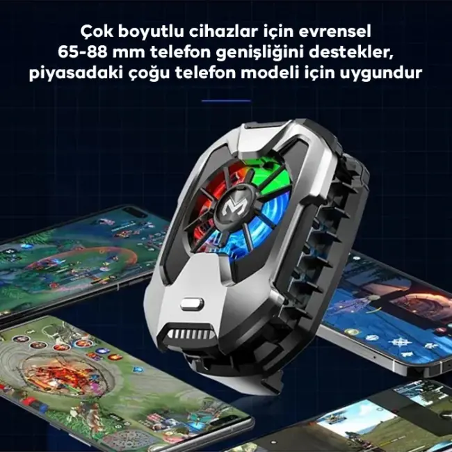 Memo DLA8 Cep Telefon Soğutma Fanı Radyatör Soğutucu Rgb LED Işıklı-(5775)
