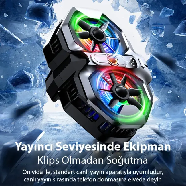 MEMO DL21 Yarı İletken Arka Klipsli Çift Fanlı Soğutma Radyatörü PUBG Oyun Soğutucu iOS Android-(5775)