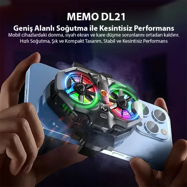 MEMO DL21 Yarı İletken Arka Klipsli Çift Fanlı Soğutma Radyatörü PUBG Oyun Soğutucu iOS Android-(5775)
