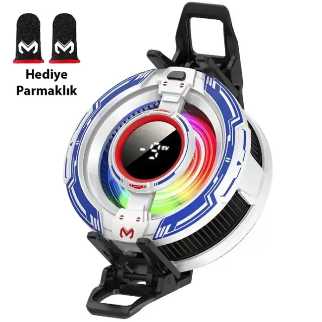 MEMO CX16 iOS Android Soğutucu 15W15W Manyetik RGB Telefon Soğutucu – Anında Hızlı Soğutma Sessiz Fan Tüm Akıllı Telefonlarla Uyumlu-(5775)