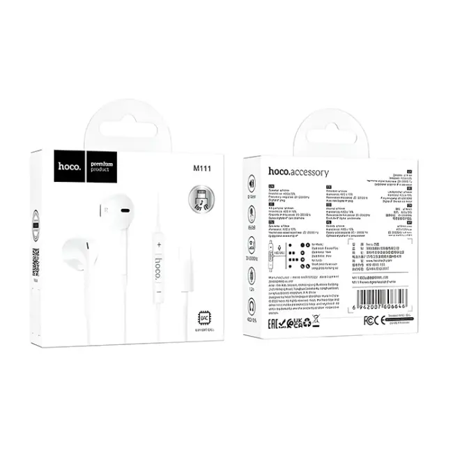 HOCO M111 Primero Lightning Kulakiçi Mikrofonlu Kablolu Kulaklık-(5775)