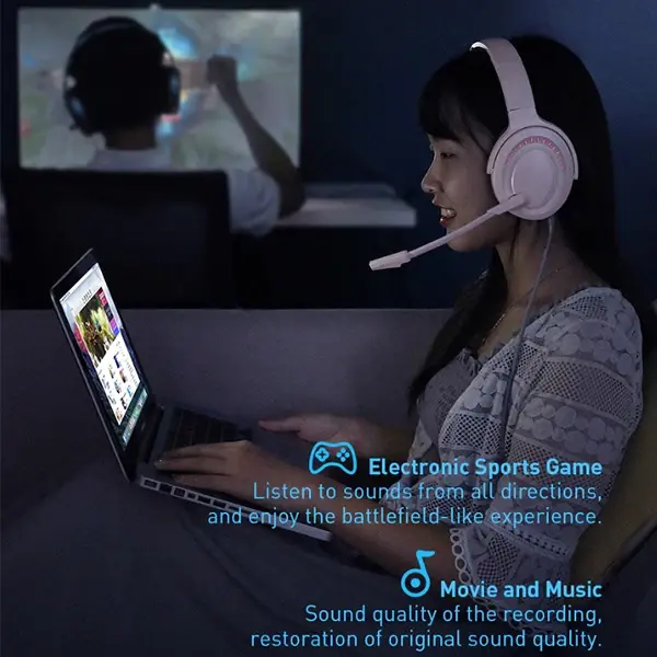 Baseus GAMO D05 Immersive Virtual 3D Işıklı pc Gaming Oyuncu Kulaklığı-(5775)