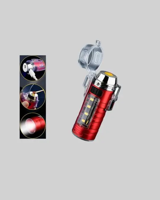 USB Şarjlı Rüzgar Geçirmez Elektrikli Çakmak El Fenerli