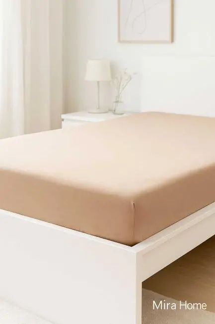 Tek Kişilik Düz Penye %100 Pamuklu Lastikli Çarşaf 100X200 Cm Newsheet Kahverengi